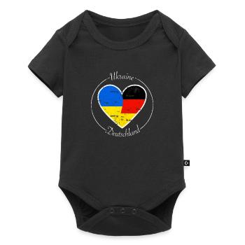 Ukraine and Germany heart logo white - Baby Premium short-sleeve bodysuit - black - Front