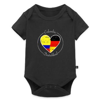 Colombia und Deutschland Herz Logo weiß - Baby Premium Kurzarmbody - Schwarz - Vorne