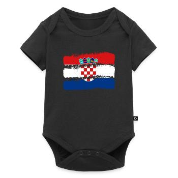 Drapeau de la Croatie Adriatique Zagreb Drapeau croate - Body à manches courtes Premium Bébé - noir - Devant
