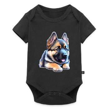 Cute German Shepherd Puppy - Baby Premium short-sleeve bodysuit - black - Front
