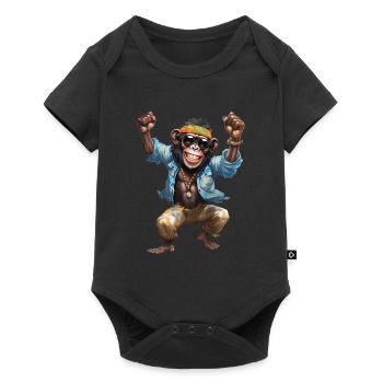 singe chimpanzé hippie fou avec des lunettes de soleil - Body à manches courtes Premium Bébé - noir - Devant
