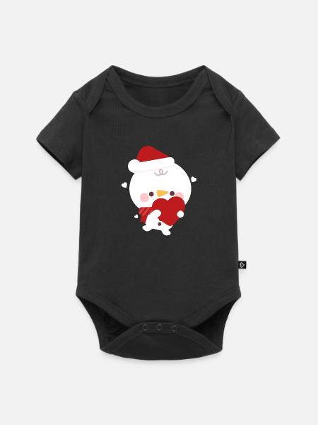 Schneemann Weihnachtsliebe - Baby Premium Kurzarmbody - Schwarz