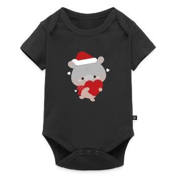Moo Deng Pygmy Hippo Christmas Love - Baby Premium short-sleeve bodysuit - black - Front
