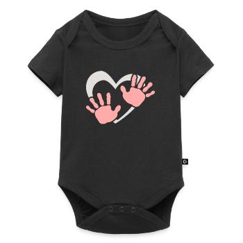 Empreinte de main de cœur de bébé - Body à manches courtes Premium Bébé - noir - Devant