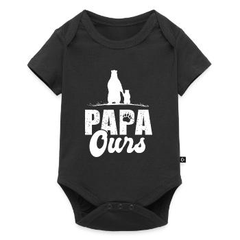 papa ours cadeau t shirt papa ours fête des pères - Body à manches courtes Premium Bébé - noir - Devant
