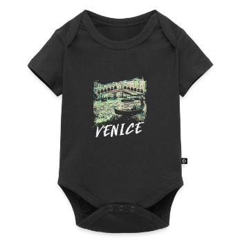 Pont Rialto de Venise: Illustration Charmante - Body à manches courtes Premium Bébé - noir - Devant
