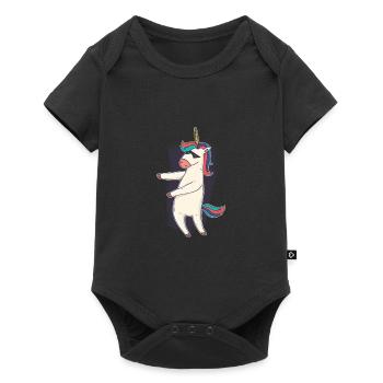 cool licorne danse avec des lunettes de soleil - Body à manches courtes Premium Bébé - noir - Devant
