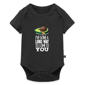 Lustiges Avocado-Lebensmittel, das eine Fischerboot-Frucht fährt - Baby Premium Kurzarmbody - Schwarz - Vorne