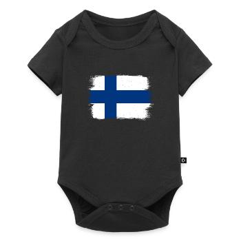 Finnland Flagge Suomi Finnische Fahne Used Look - Baby Premium Kurzarmbody - Schwarz - Vorne