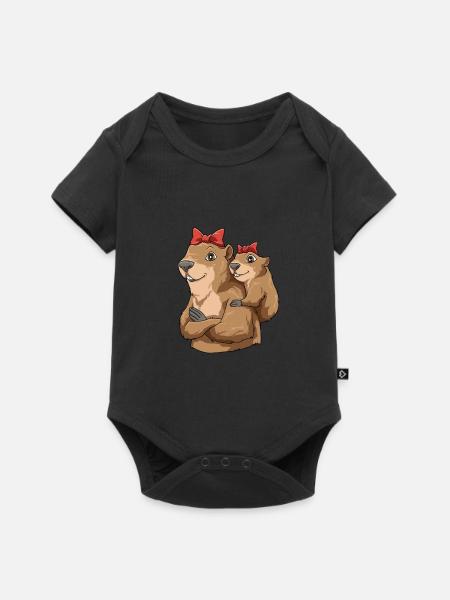 Murmeltier Mama - Baby Premium Kurzarmbody - Schwarz