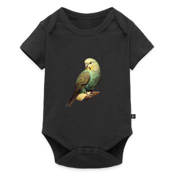 Wellensittich - Baby Premium Kurzarmbody - Schwarz - Vorne