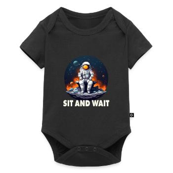 Sit and Wait Astronaut für einen Hobby Astronaut - Baby Premium Kurzarmbody - Schwarz - Vorne