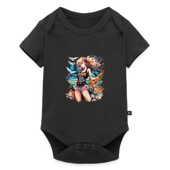 Surfing Adventure Surfer Girl Beach - Baby Premium Kurzarmbody - Schwarz - Vorne