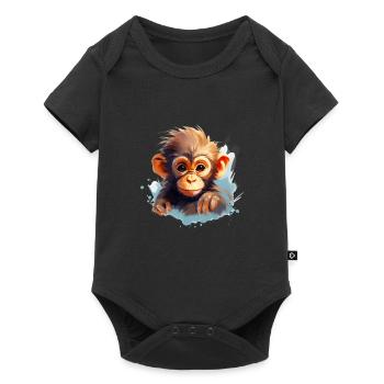 Niedlicher Affe für Kinder für Kinder - Baby Premium Kurzarmbody - Schwarz - Vorne