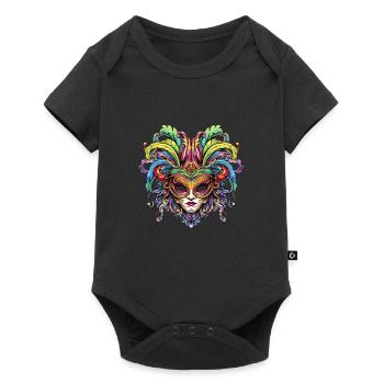 Fasching Karneval Venezianische Maske - Baby Premium Kurzarmbody - Schwarz - Vorne