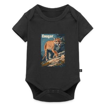 Vintage Wild Berglöwe - Baby Premium Kurzarmbody - Schwarz - Vorne