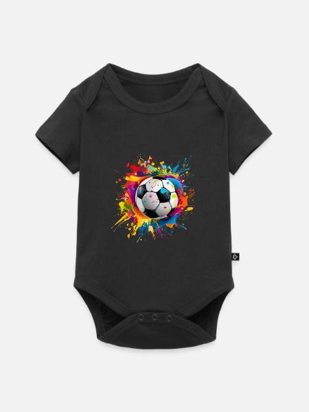 Fußball Ball Farbspritzer für einen Sportfan und - Baby Premium Kurzarmbody - Schwarz