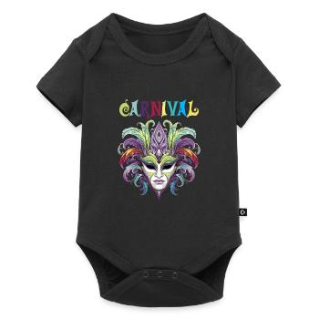 Fasching Karneval Venezianische Maske - Baby Premium Kurzarmbody - Schwarz - Vorne