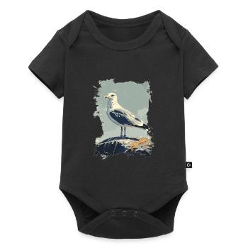 Vintage Seemöwe Nautischer Vogel - Baby Premium Kurzarmbody - Schwarz - Vorne