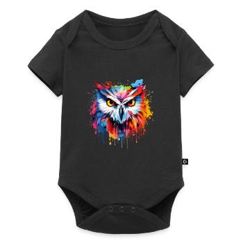 Eule Abstrakte Kunst Künstlerischer Vogel - Baby Premium Kurzarmbody - Schwarz - Vorne