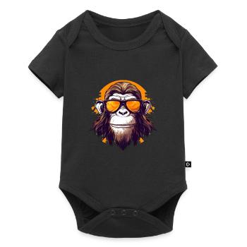 Streetart Affe Urban Rap Street Affe - Baby Premium Kurzarmbody - Schwarz - Vorne