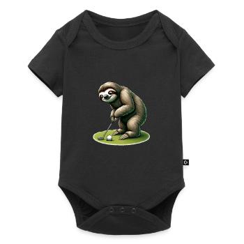 Lustiges Faultier beim Golfen - Baby Premium Kurzarmbody - Schwarz - Vorne