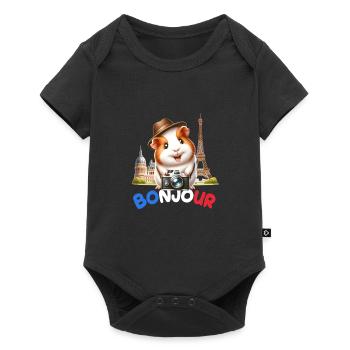 Niedlicher Meerschweinchen-Fotograf Paris - Baby Premium Kurzarmbody - Schwarz - Vorne