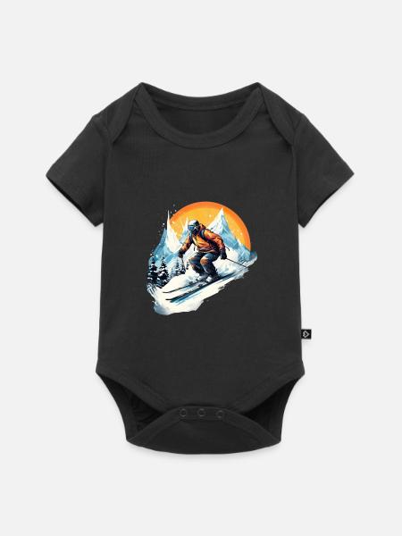 Skifahren Winterspaß - Baby Premium Kurzarmbody - Schwarz