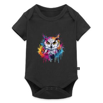 Eule Abstrakte Kunst Künstlerischer Vogel - Baby Premium Kurzarmbody - Schwarz - Vorne