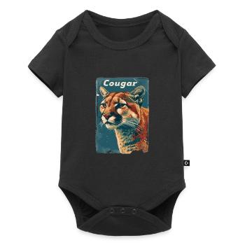 Vintage Wild Berglöwe - Baby Premium Kurzarmbody - Schwarz - Vorne