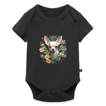 Chihuahua Hund Hunderasse - Baby Premium Kurzarmbody - Schwarz - Vorne