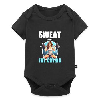 Lustige Katze Workout Sweat Is Just Fat Crying - Baby Premium Kurzarmbody - Schwarz - Vorne
