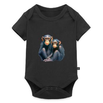 Niedlicher Affe für Kinder für Kinder - Baby Premium Kurzarmbody - Schwarz - Vorne
