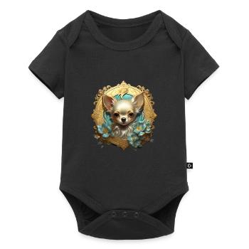 Chihuahua Hund Hunderasse - Baby Premium Kurzarmbody - Schwarz - Vorne