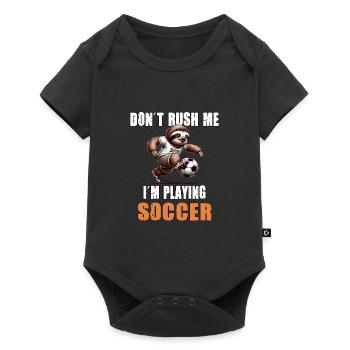 Faultier Fussball Don't Rush Me I'm Playing - Baby Premium Kurzarmbody - Schwarz - Vorne