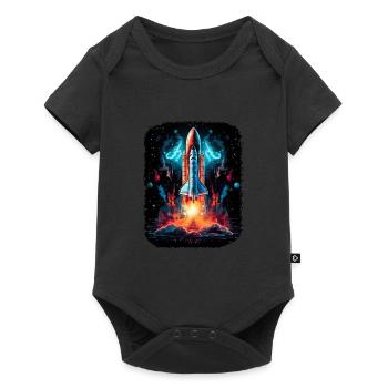 Raumschiff-Start Raketenschiff - Baby Premium Kurzarmbody - Schwarz - Vorne