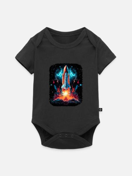 Raumschiff-Start Raketenschiff - Baby Premium Kurzarmbody - Schwarz