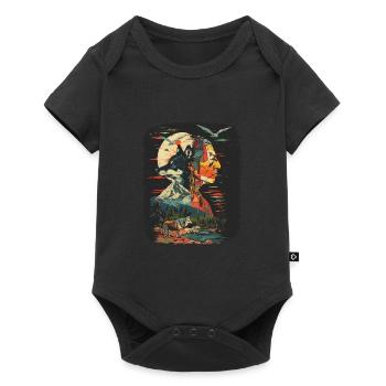 Vintage Wolf Indianer Natur Wildnis - Baby Premium Kurzarmbody - Schwarz - Vorne