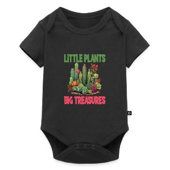 Little Plants Big Treasures - Baby Premium Kurzarmbody - Schwarz - Vorne