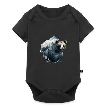 Wald Bär Natur Wildlife Kunst Berg Tier - Baby Premium Kurzarmbody - Schwarz - Vorne