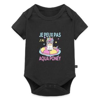 Je peux pas j'ai Aqua Poney Fans de Licornes - Body à manches courtes Premium Bébé - noir - Devant