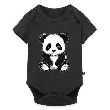 Niedlicher Panda für Kinder - Baby Premium Kurzarmbody - Schwarz - Vorne