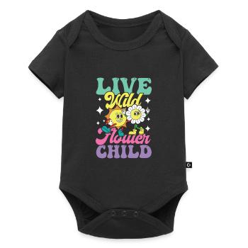 Live Wild Flower Child für einen Hippie - Baby Premium Kurzarmbody - Schwarz - Vorne