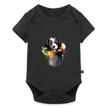 Niedlicher Hund Farbeimer für einen Hundebesitzer - Baby Premium Kurzarmbody - Schwarz - Vorne