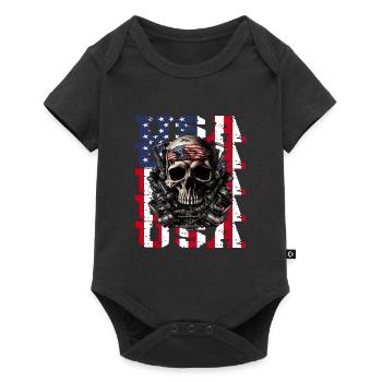 Vintage American Flag Motorrad Patriotisch - Baby Premium Kurzarmbody - Schwarz - Vorne