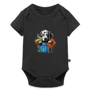Dalmatiner Niedlicher Hund Farbeimer - Baby Premium Kurzarmbody - Schwarz - Vorne