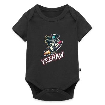 Weltraum-Cowboy reitet eine Rakete Yeehaw-Slogan - Baby Premium Kurzarmbody - Schwarz - Vorne