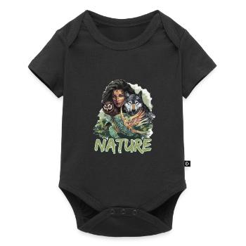 Natur Wolf Eule Schildkröte Frau für - Baby Premium Kurzarmbody - Schwarz - Vorne