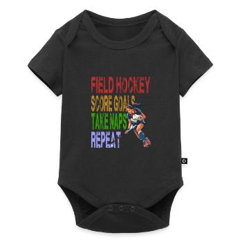 Field Hockey Score Goals Take Naps Repeat - Baby Premium Kurzarmbody - Schwarz - Vorne