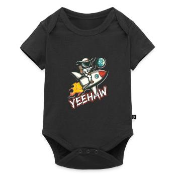 Weltraum-Cowboy reitet eine Rakete Yeehaw-Slogan - Baby Premium Kurzarmbody - Schwarz - Vorne